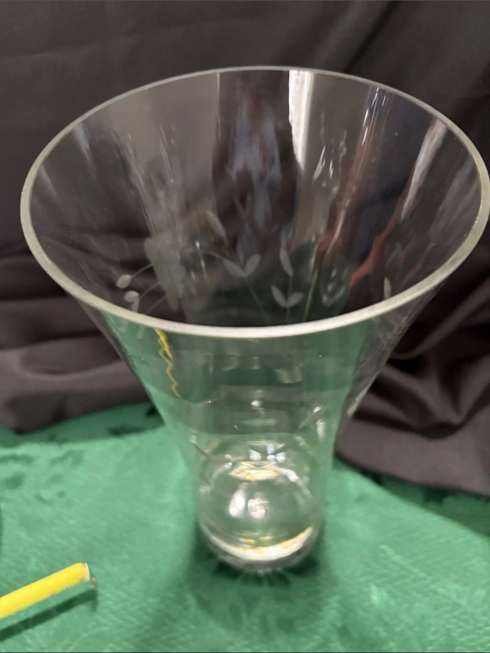 Vintage Princess House Heritage 12” Flared Etched Floral Crystal Vase